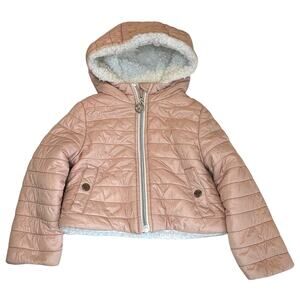 Michael Kors Hooded Fleece Lined Puffer Coat Jacket Girls 2T Pink